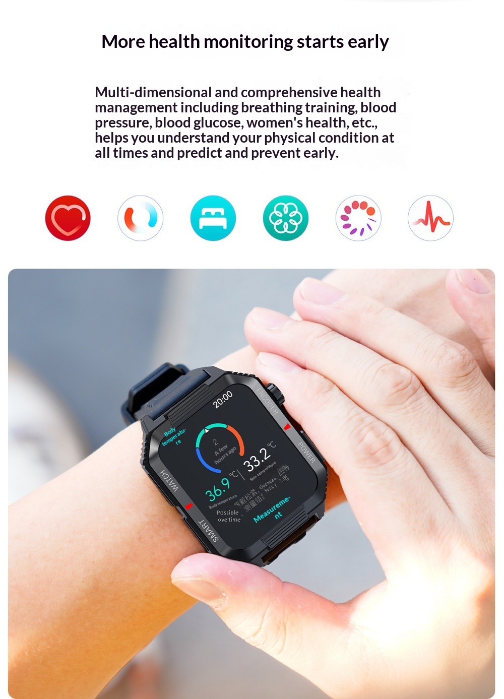 Smartwatch med sundhedsovervågning blodtryk og pulsmonitor_voghion.com