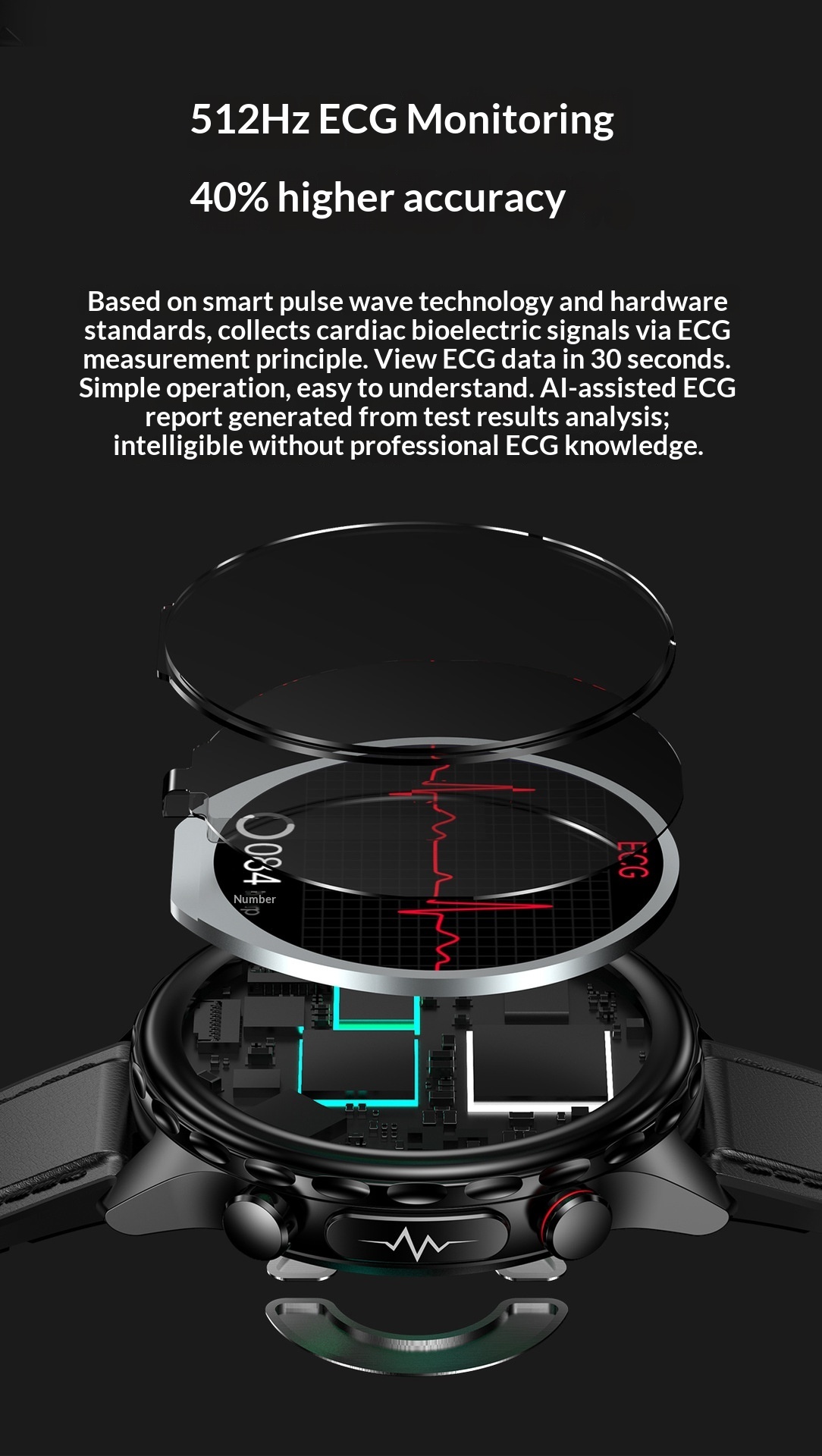 Smartwatch med ekg blodtryksmåler og pulsmåler_voghion.com