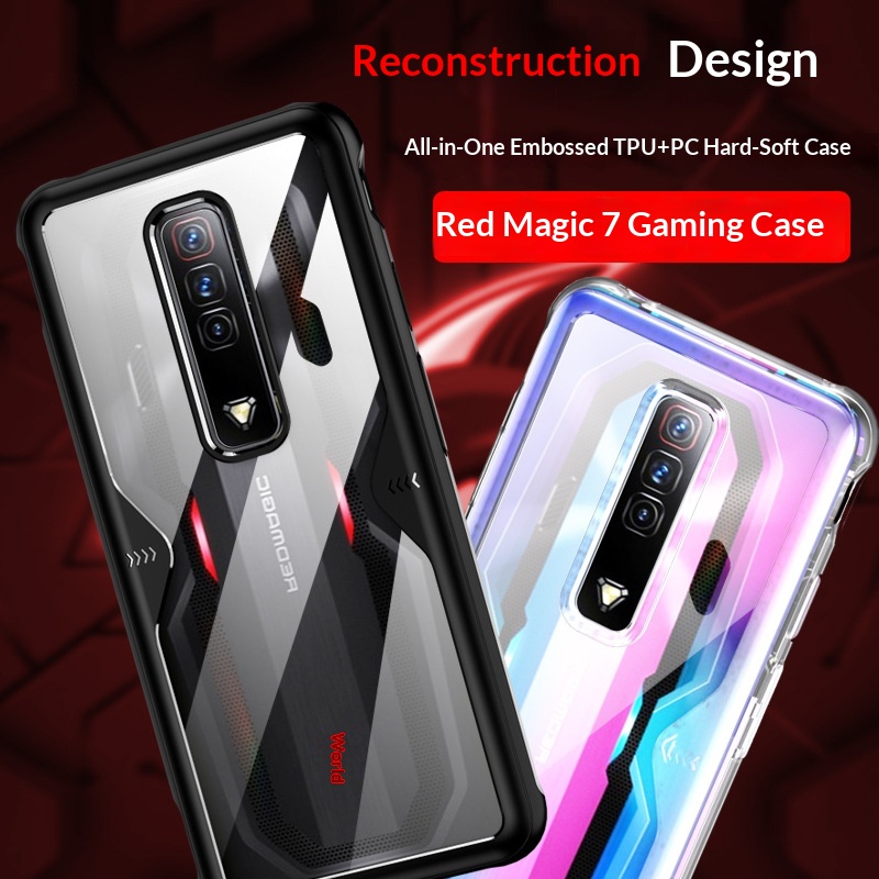 Étui de jeu compatible, coque de téléphone Red Magic 7 Pro 2 en 1 en TPU + PC transparente_voghion.com