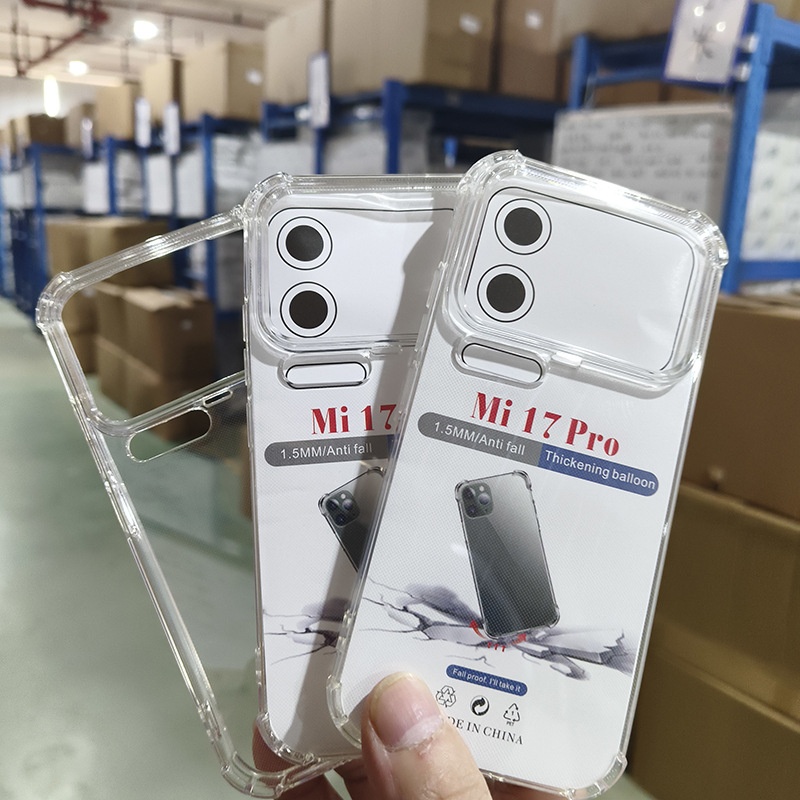 Suitable For Xiaomi 17 Ultra 15pro 10t 12x 1.5mm Four-corner Airbag Anti-drop Transparent Phone Case_voghion.com