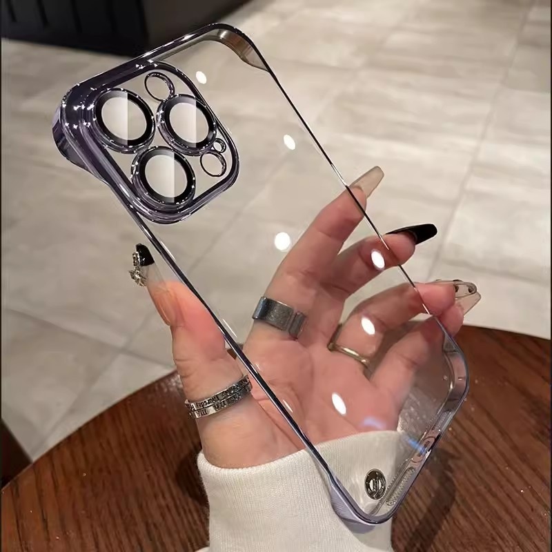 Electroplated Frameless Case For IPhone 17 Pro Max Ultra-thin Transparent 16 Lens Protector Cover_voghion.com
