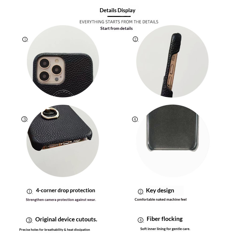 Nouvelle coque à motif litchi pour iPhone 15/16/17, demi-coque de protection pour iPhone 16 Pro et iPhone 16 Pro Max, coque rigide de refroidissement._voghion.com