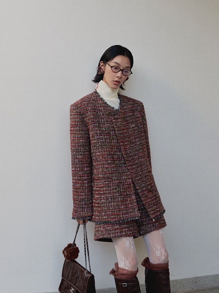 UNITY MODE Woolen Suit Jacket For Women, Elegant Commuting Tweed Coat 241886_voghion.com