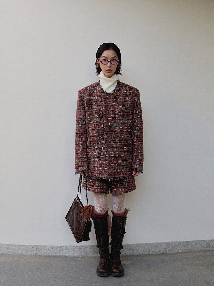 UNITY MODE Woolen Suit Jacket For Women, Elegant Commuting Tweed Coat 241886_voghion.com