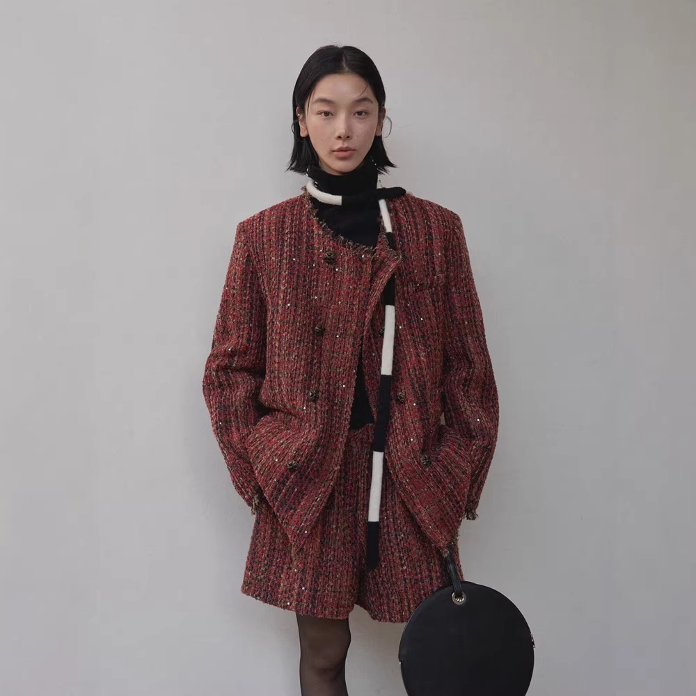 UNITY MODE Woolen Suit Jacket For Women, Elegant Commuting Tweed Coat 241886_voghion.com