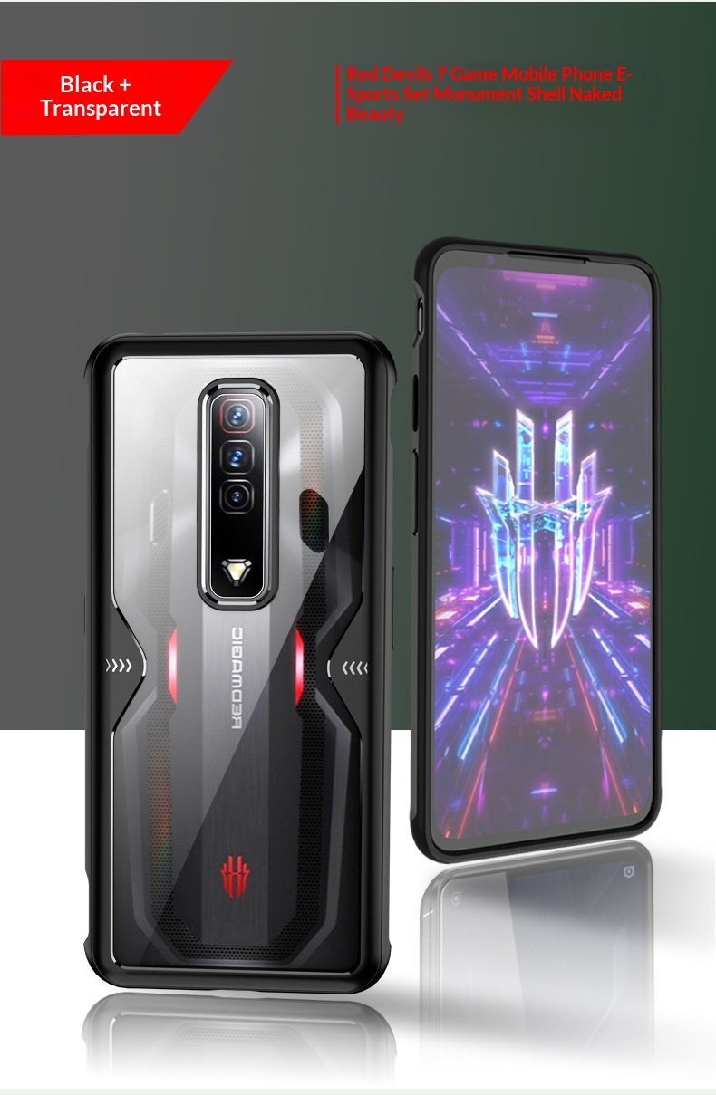 Étui de jeu compatible, coque de téléphone Red Magic 7 Pro 2 en 1 en TPU + PC transparente_voghion.com