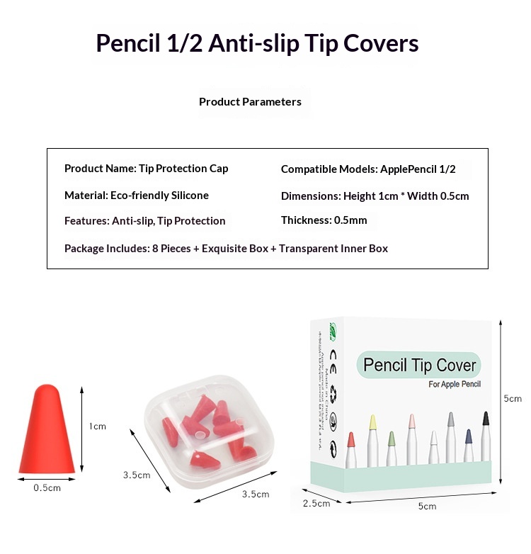 Geeignet für iPad-Tablet-Stiftspitzen mit kapazitivem Stift – Silikon-Schutzhülle gegen Stöße_voghion.com