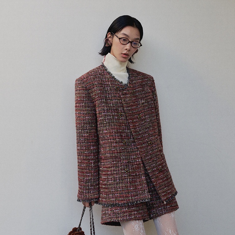 UNITY MODE Woolen Suit Jacket For Women, Elegant Commuting Tweed Coat 241886_voghion.com