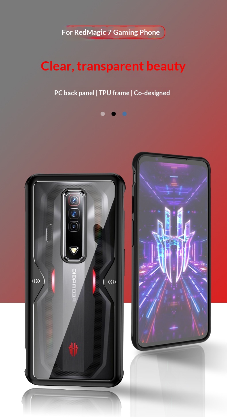 Étui de jeu compatible, coque de téléphone Red Magic 7 Pro 2 en 1 en TPU + PC transparente_voghion.com