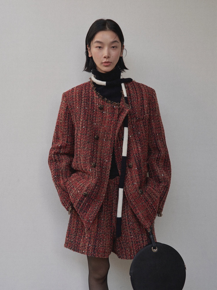 UNITY MODE Woolen Suit Jacket For Women, Elegant Commuting Tweed Coat 241886_voghion.com