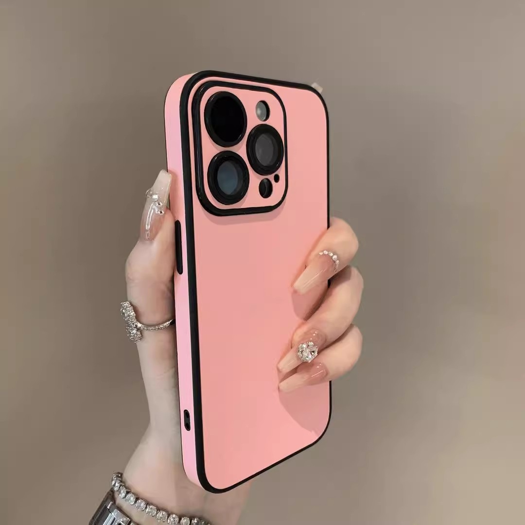 Simple Solid Color Leather Suitable IPhone 17, High-end Feel, Full Protection Anti-drop Case For 15_voghion.com