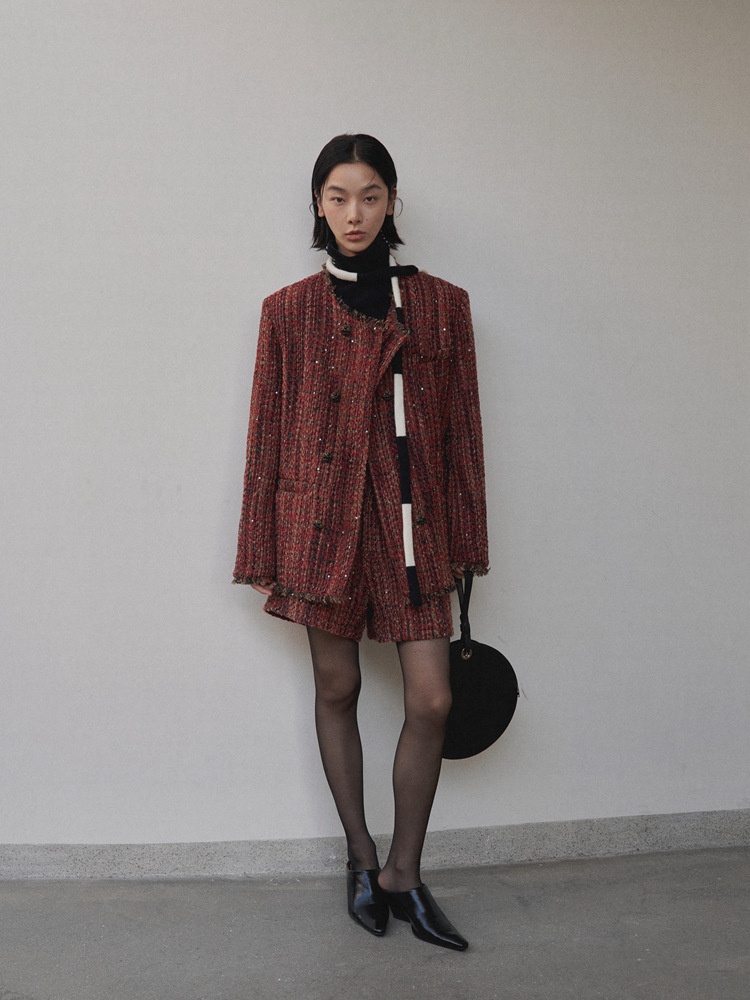 UNITY MODE Woolen Suit Jacket For Women, Elegant Commuting Tweed Coat 241886_voghion.com