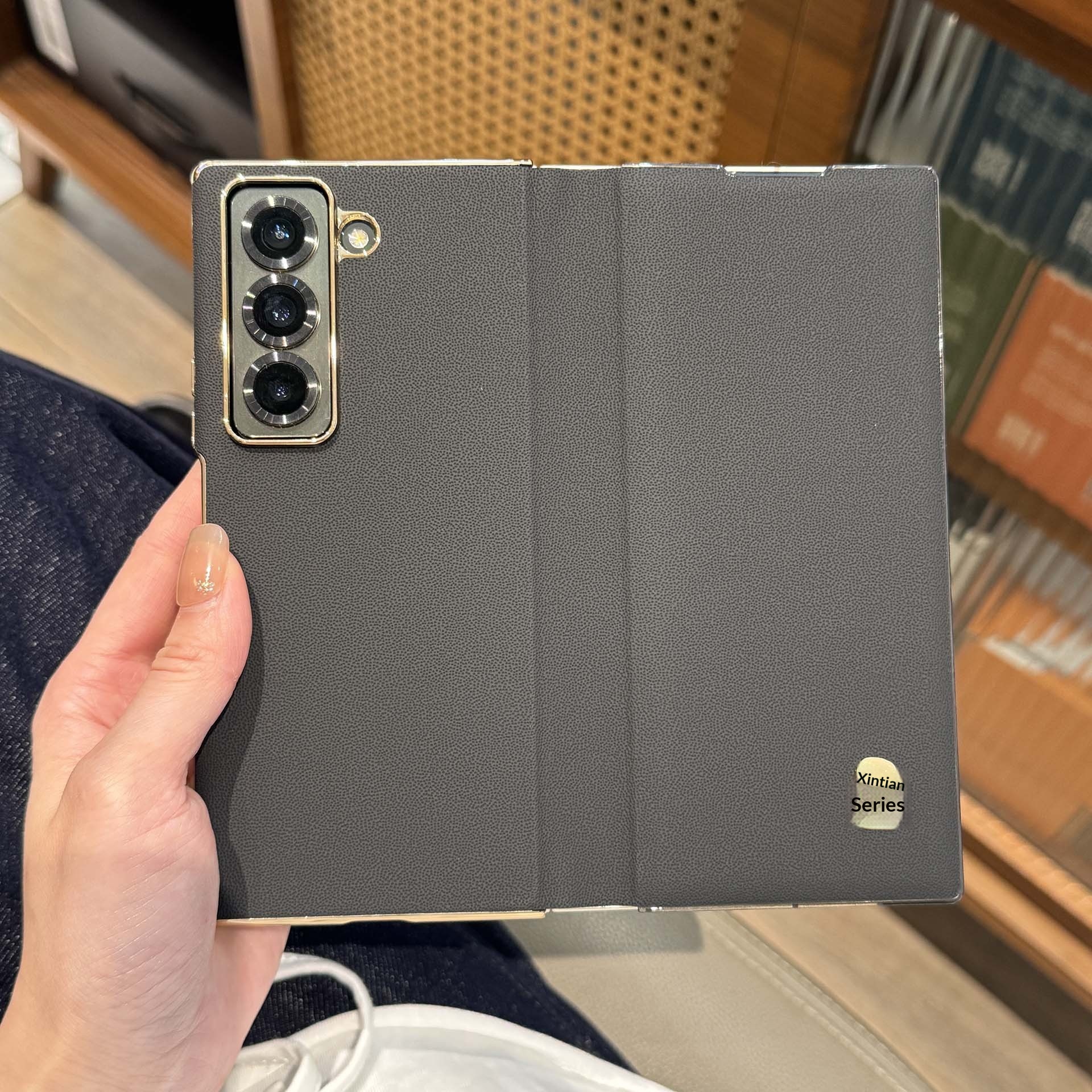 Étui à rabat magnétique compatible avec le Samsung Z 7, Ca, W26, en cuir lisse électroplaqué, protection anti-chute._voghion.com