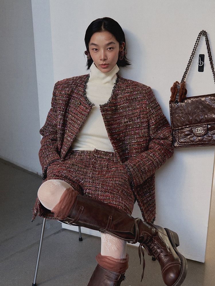 UNITY MODE Woolen Suit Jacket For Women, Elegant Commuting Tweed Coat 241886_voghion.com