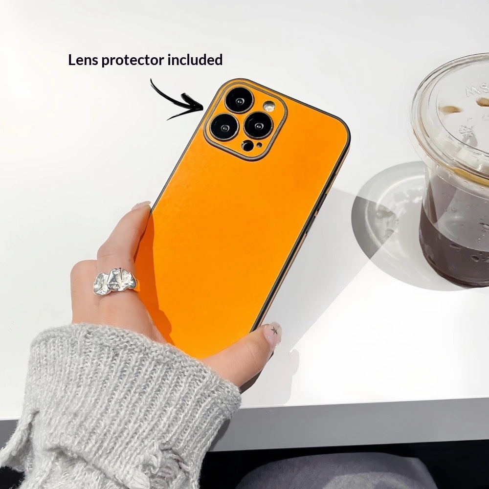 Eenvoudig, effen leren hoesje, geschikt voor iPhone 17, voelt luxe aan, biedt volledige bescherming tegen vallen._voghion.com