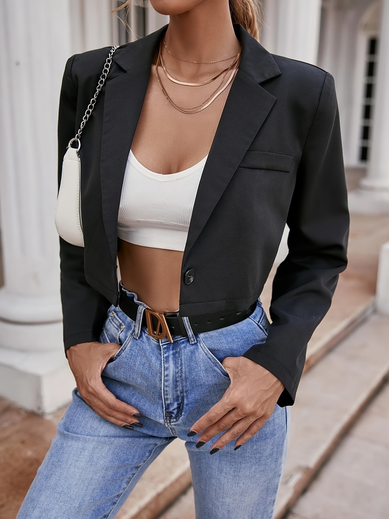 Women's Short Blazer Jacket Unique Design Casual Outerwear_voghion.com