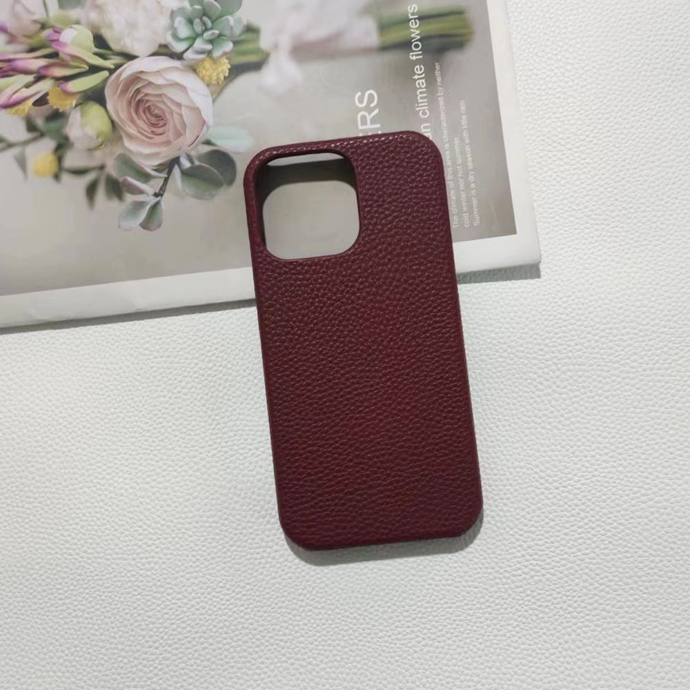 Nouvelle coque à motif litchi pour iPhone 15/16/17, demi-coque de protection pour iPhone 16 Pro et iPhone 16 Pro Max, coque rigide de refroidissement._voghion.com
