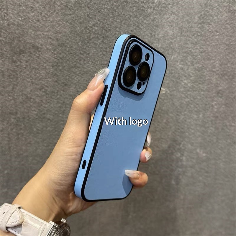 Simple Solid Color Leather Suitable IPhone 17, High-end Feel, Full Protection Anti-drop Case For 15_voghion.com