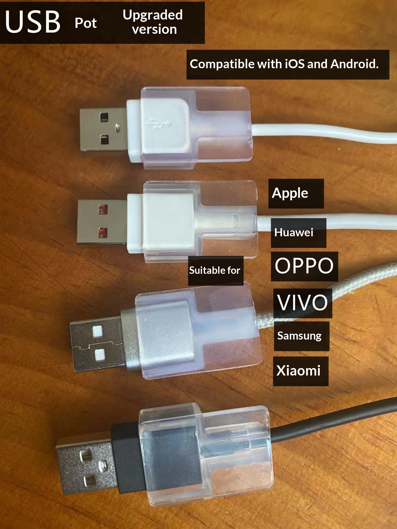 Cover compatibile con Huawei OPPO Vivo, motivo floreale trasparente, design a cartone animato, protezione per cavo dati._voghion.com