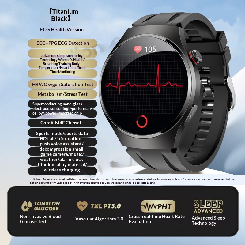 New Medical Grade Smart Elderly Pressure Watch Bluetooth Call Blood Lipids Uric Acid Heart Rate ECG Health Monitor_voghion.com