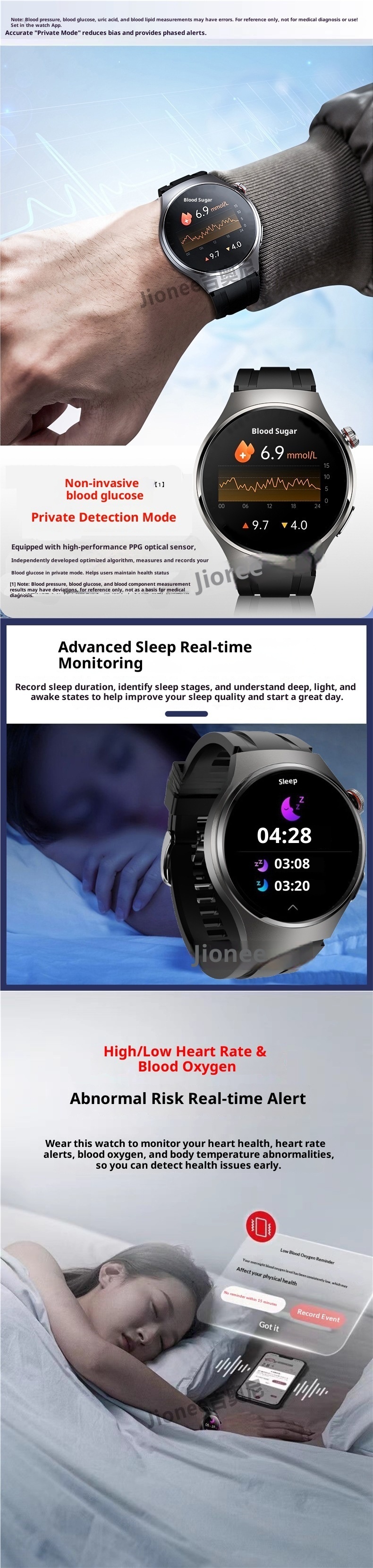 Medicinsk smartwatch för äldre med hälsomonitorering och bluetooth_voghion.com