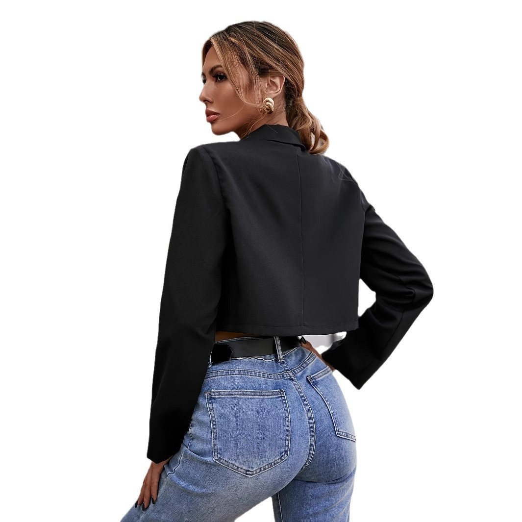 New Cross-border Foreign Trade Short Blazer Jacket, Unique Design, Waist-exposed Suit, Casual Hot Girl Style Outerwear_voghion.com