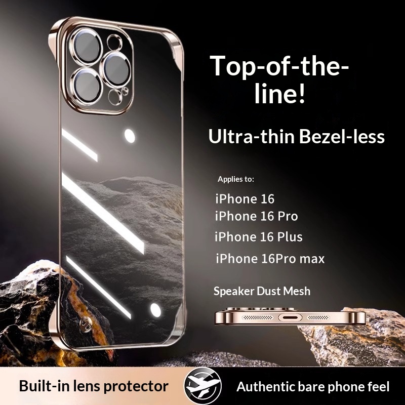 Electroplated Frameless Case For IPhone 17 Pro Max Ultra-thin Transparent 16 Lens Protector Cover_voghion.com