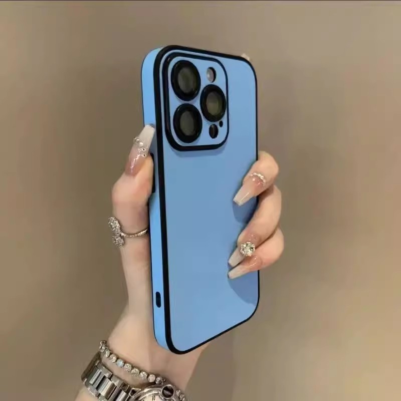 Simple Solid Color Leather Suitable IPhone 17, High-end Feel, Full Protection Anti-drop Case For 15_voghion.com