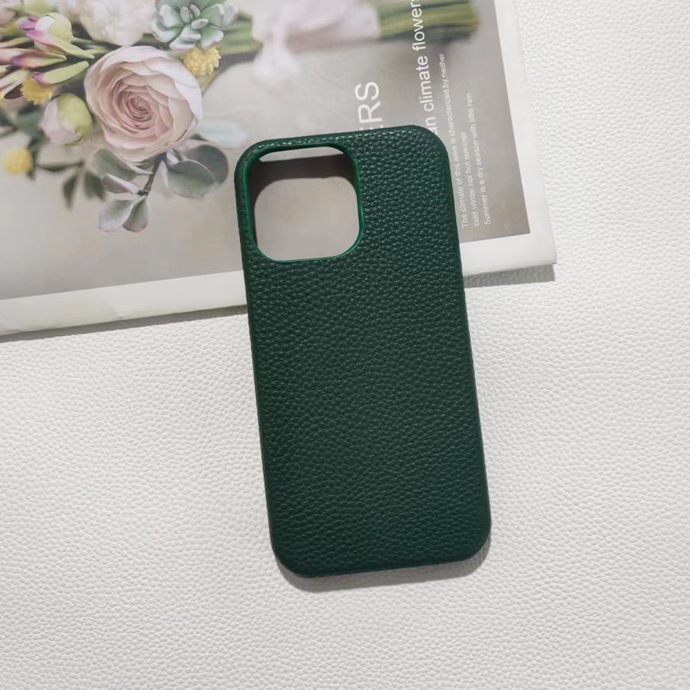 Nouvelle coque à motif litchi pour iPhone 15/16/17, demi-coque de protection pour iPhone 16 Pro et iPhone 16 Pro Max, coque rigide de refroidissement._voghion.com