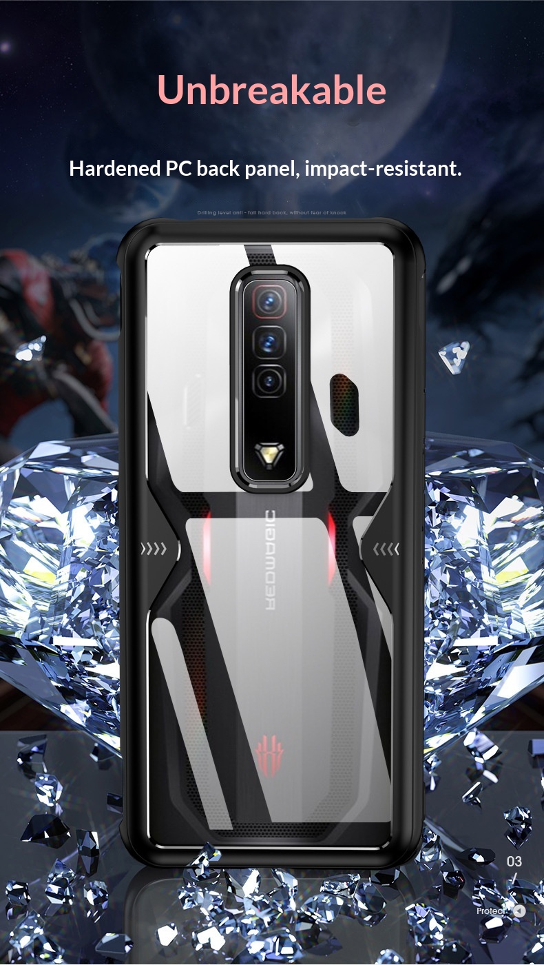 Étui de jeu compatible, coque de téléphone Red Magic 7 Pro 2 en 1 en TPU + PC transparente_voghion.com