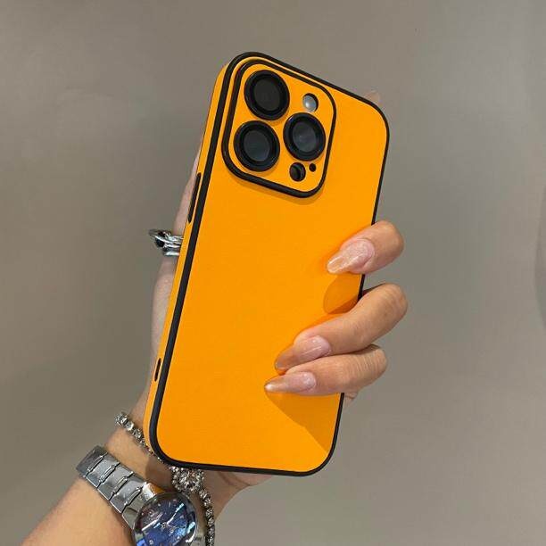 Eenvoudig, effen leren hoesje, geschikt voor iPhone 17, voelt luxe aan, biedt volledige bescherming tegen vallen._voghion.com