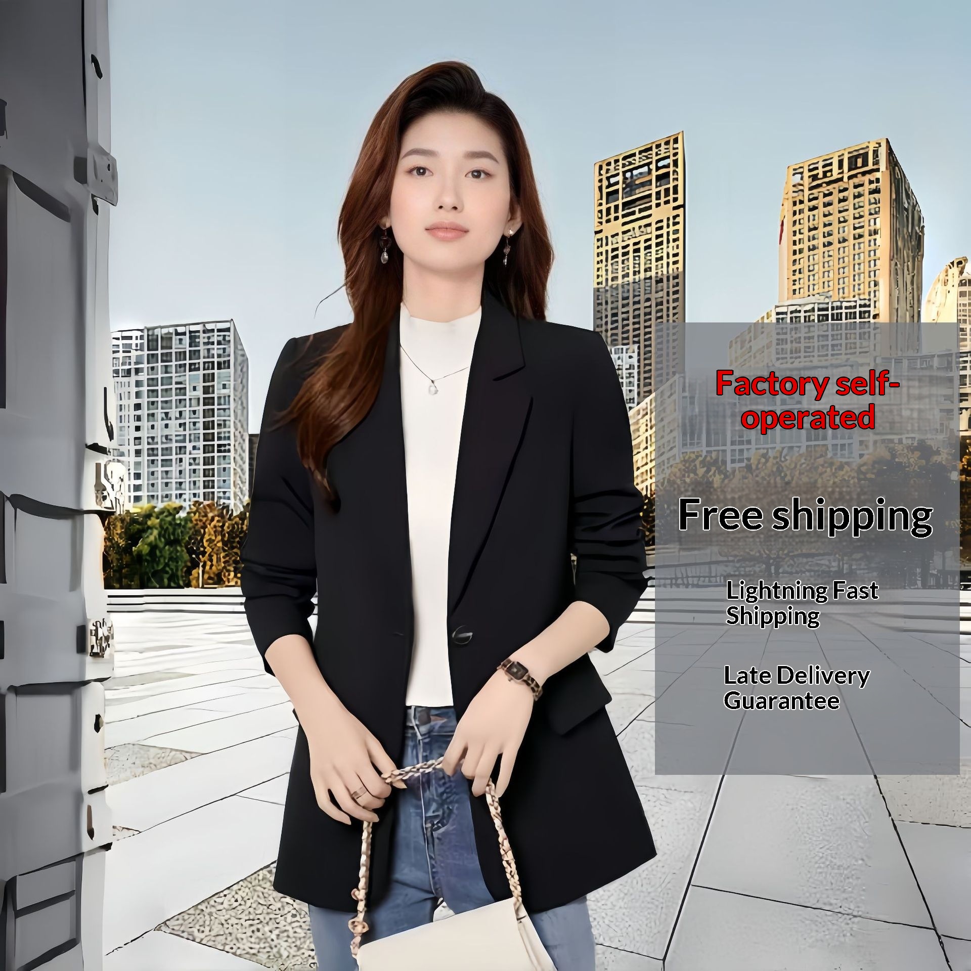 Blazer feminino cor café estilo coreano corte casual_voghion.com