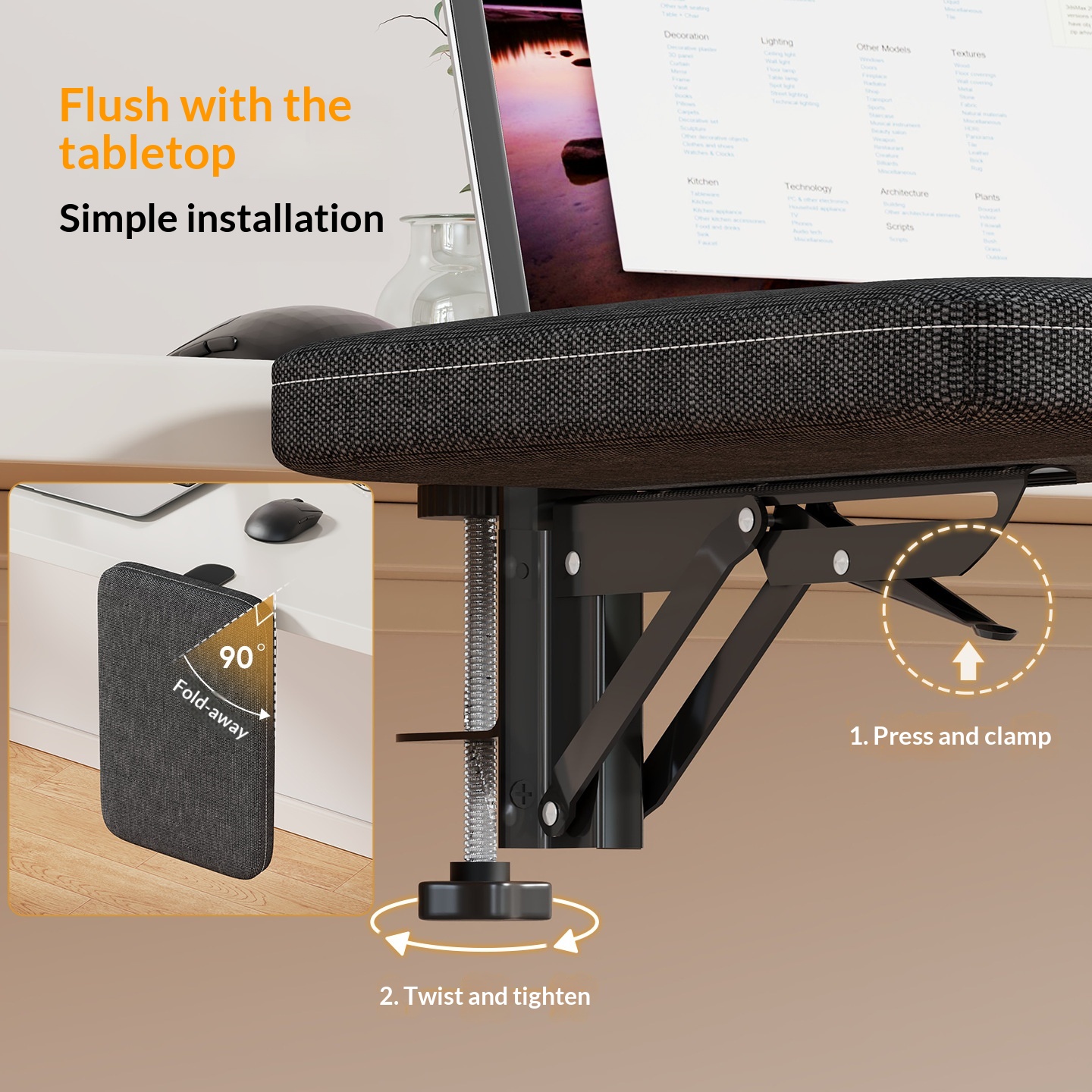 Computer Desk Extension Board Elbow Office Desktop Mouse Pad Wrist Rest Arm Support Stand_voghion.com