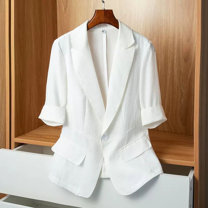Lightweight Small For Women 2024 Summer New Petite Casual Slim Fit Short Sleeve Blazer Top_voghion.com