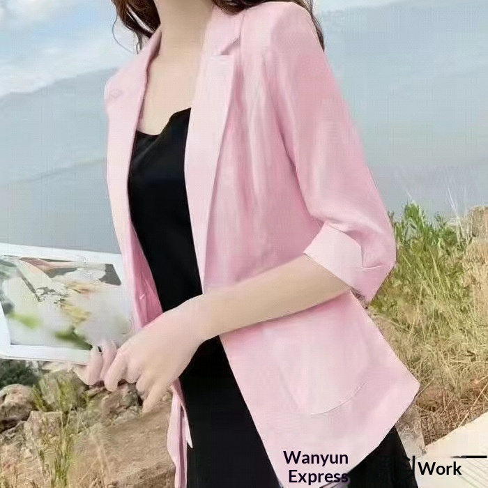 Lightweight Women's Linen Blazer For Summer Sun Protection Style_voghion.com