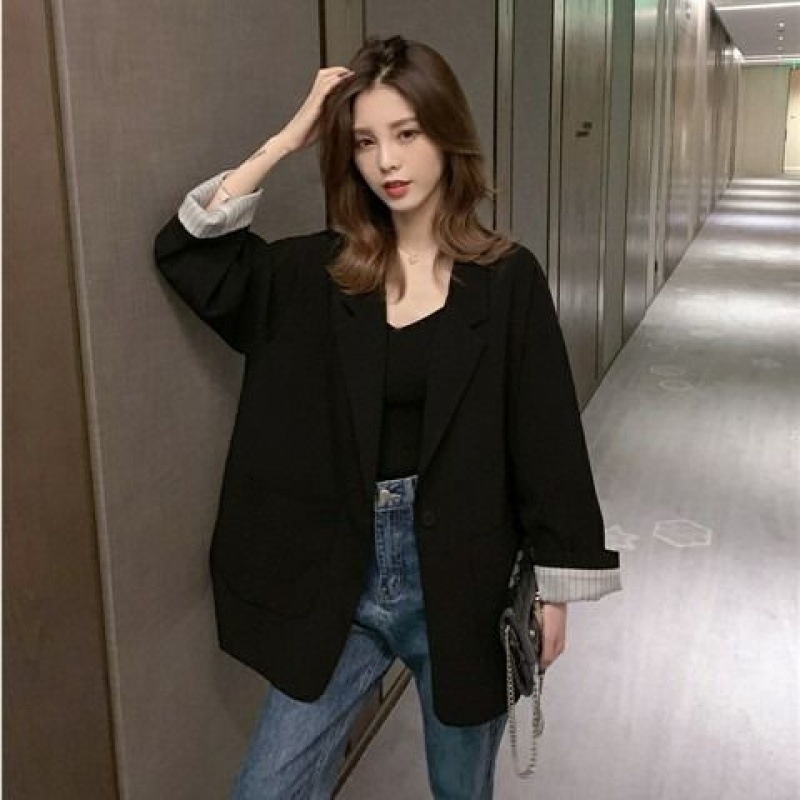 Women's Blazer 2026 Spring And Autumn Mid-Length Korean Style Popular Loose Casual Versatile Internet Celebrity Coat Top_voghion.com