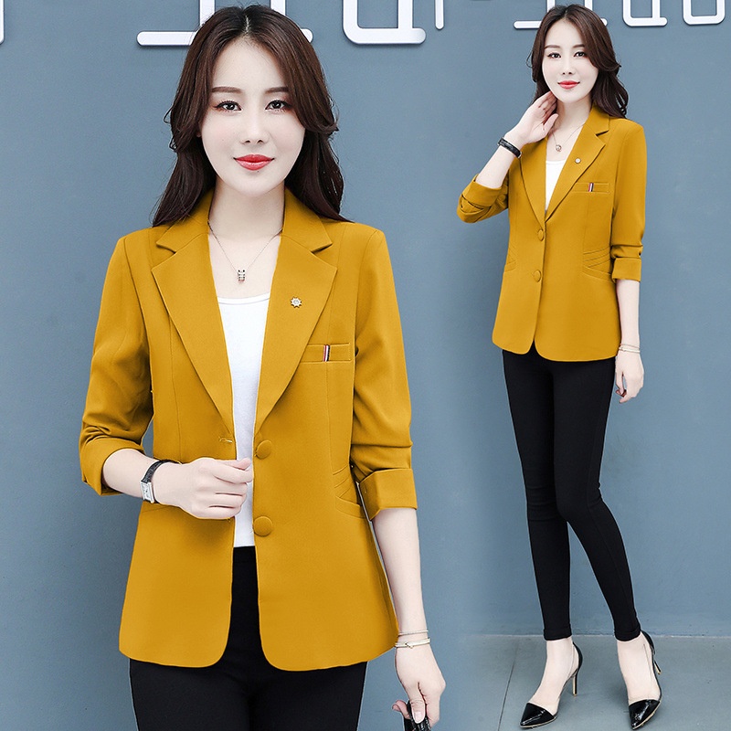 2025 Women's Korean-style Blazer, Spring Autumn Elegant Petite Jacket, Slim Fit, Simple And Versatile, Short Style_voghion.com