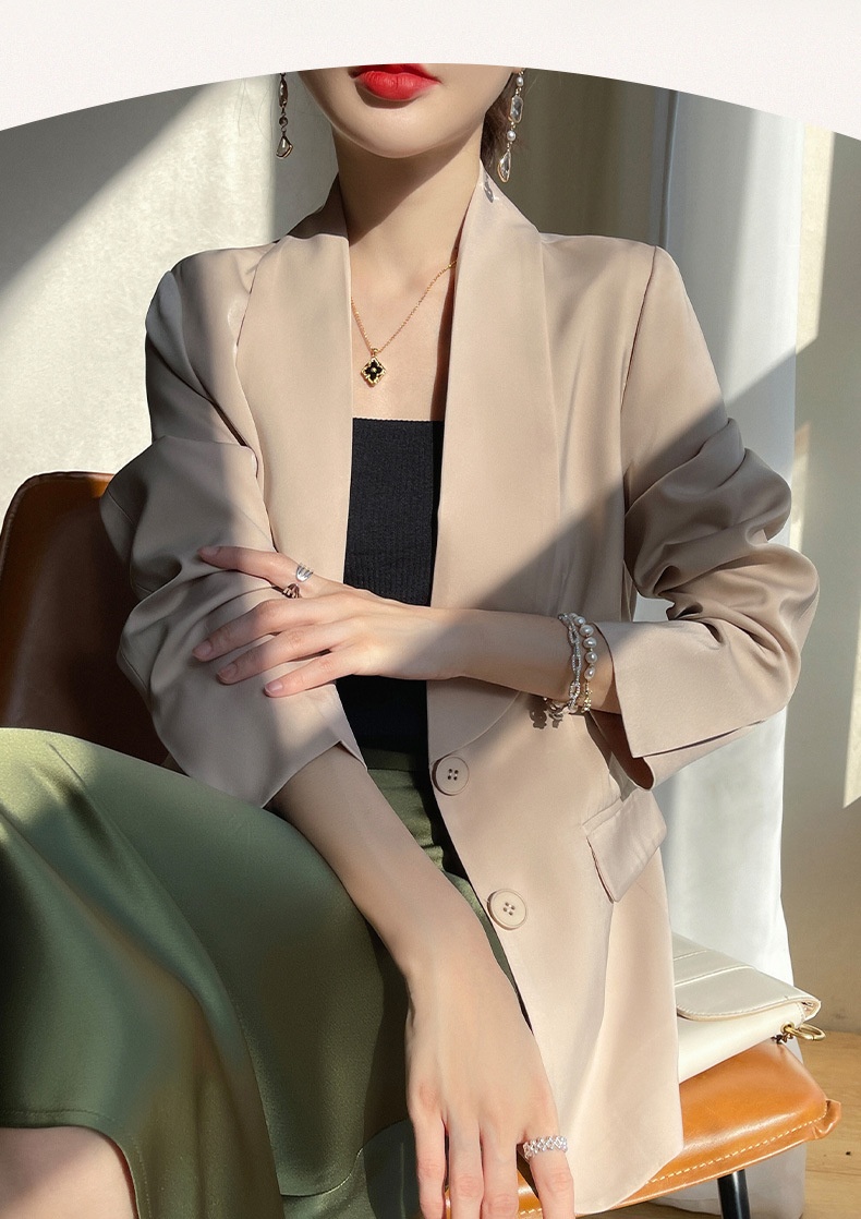 Women's Satin Blazer Elegant Loose Lightweight Jacket For Summer_voghion.com