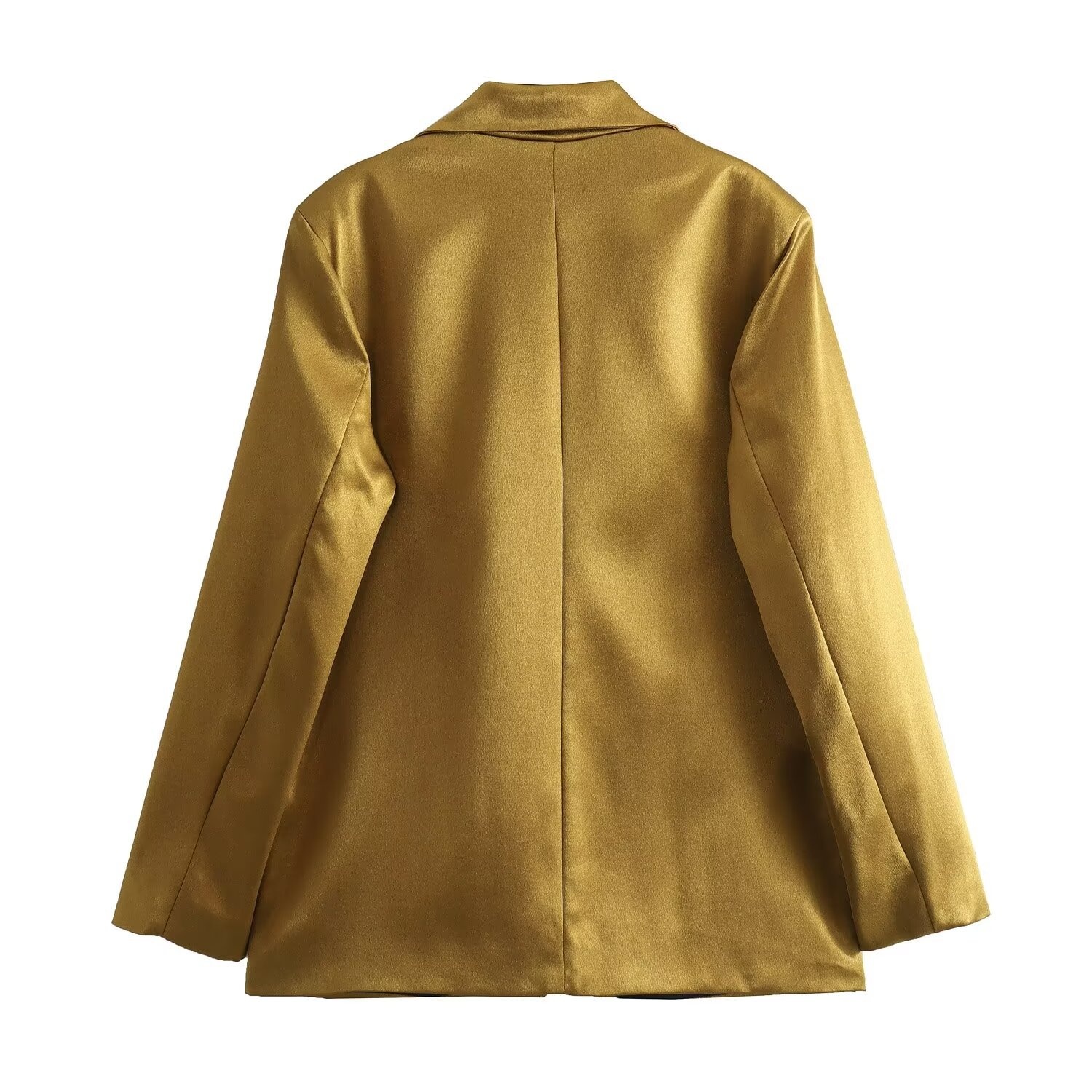 Women's Elegant Gold Blazer Lightweight Coat With Shoulder Pads_voghion.com