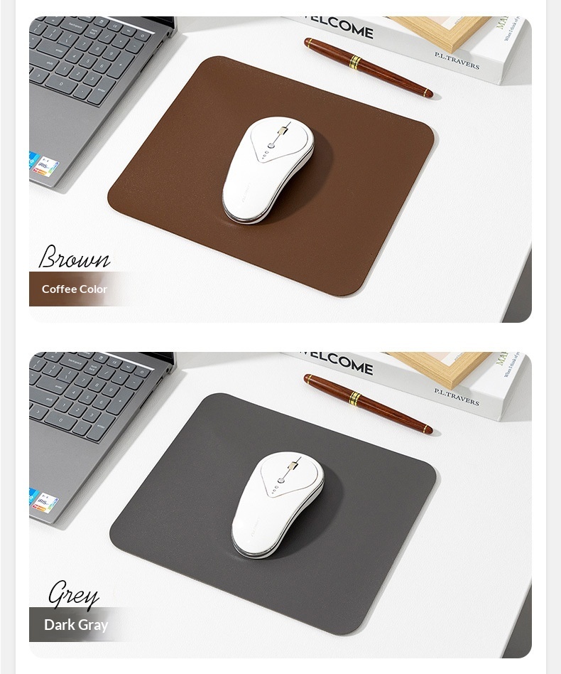 Solid Color Simple Leather Small Size Advertising Computer Laptop Office Gaming Mouse Pad Customizable_voghion.com