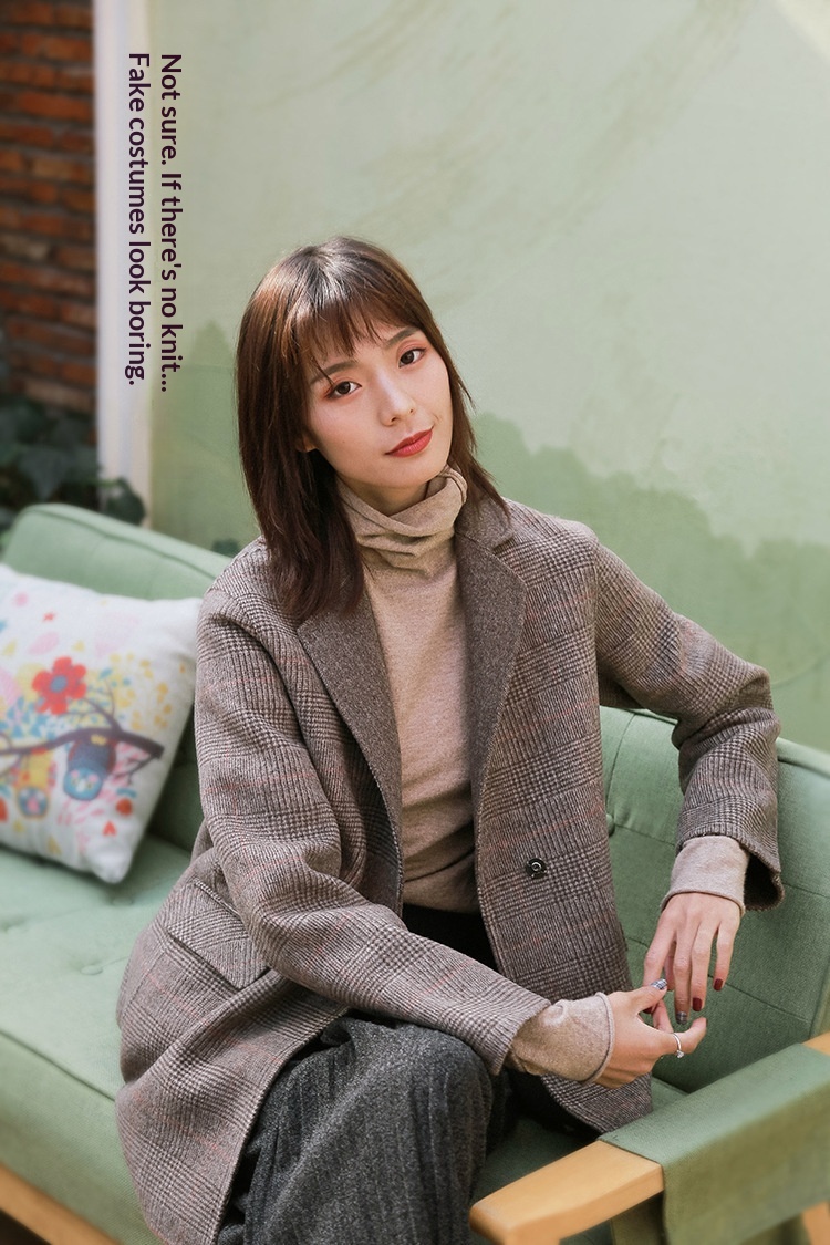 Zoj Women's Double-sided Plaid Wool Blazer Lightweight Coat Autumn_voghion.com