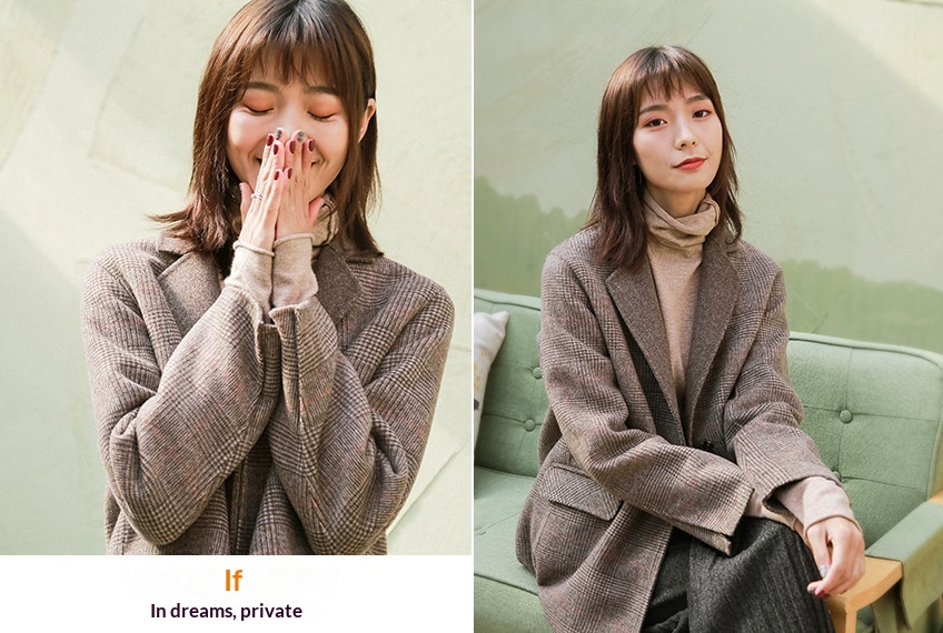 Zoj Women's Double-sided Plaid Wool Blazer Lightweight Coat Autumn_voghion.com