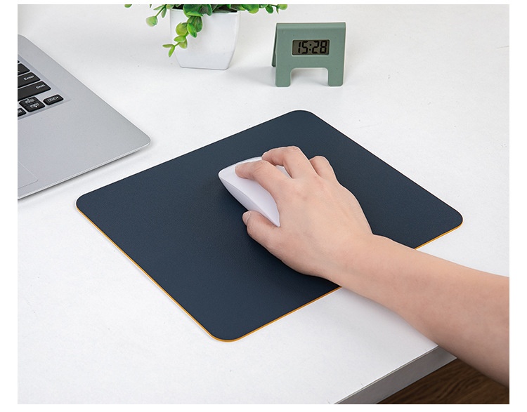 Tappetino per mouse da ufficio/computer quadrato in pelle, piccolo, bifacciale, semplice, portatile, per studenti, scrivania, gaming_voghion.com