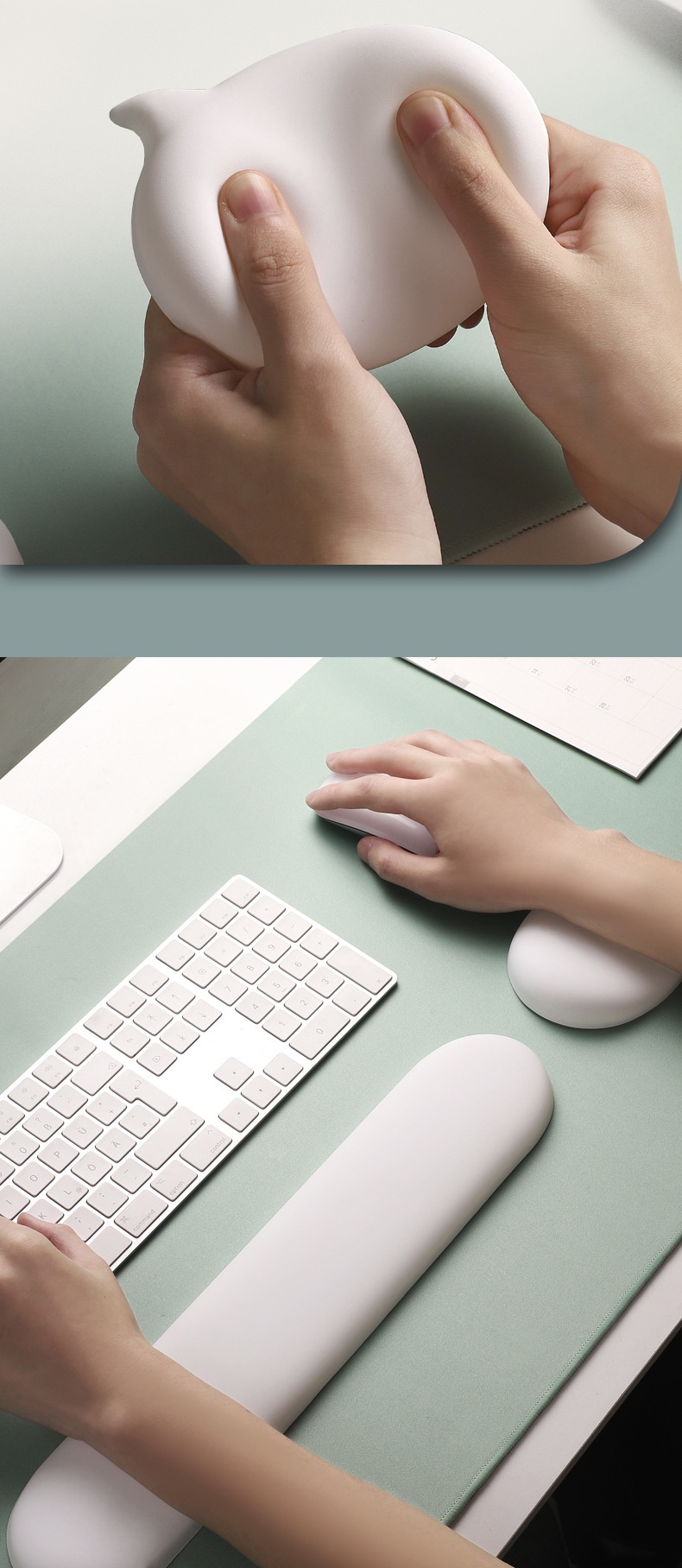 Chat Bubble Silicone Mouse Keyboard Support Palm Rest Wrist Pad White High Aesthetic Solid Color_voghion.com