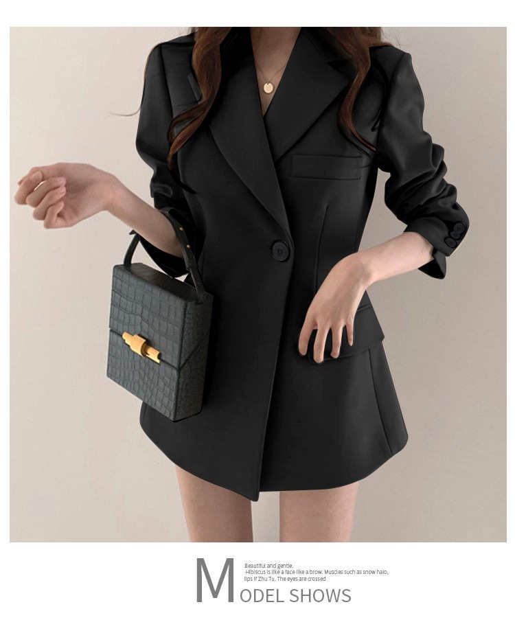 Dam retro khaki blazer lätt jacka med lös passform för hösten_voghion.com