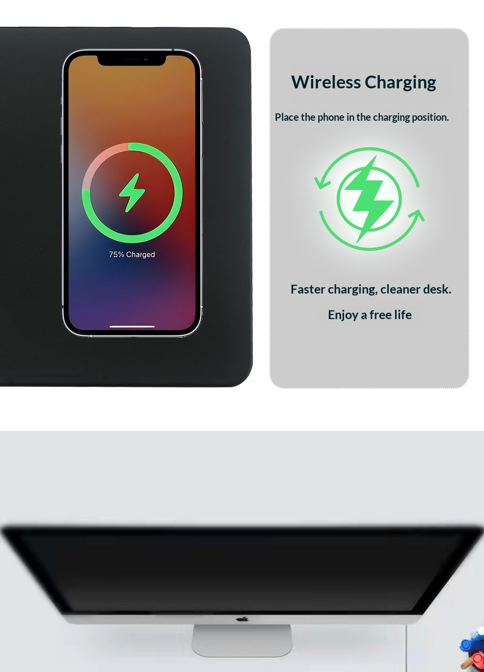 15W Smart Fast Gaming Computer Desk Advertising Wireless Charging Mouse Pad_voghion.com