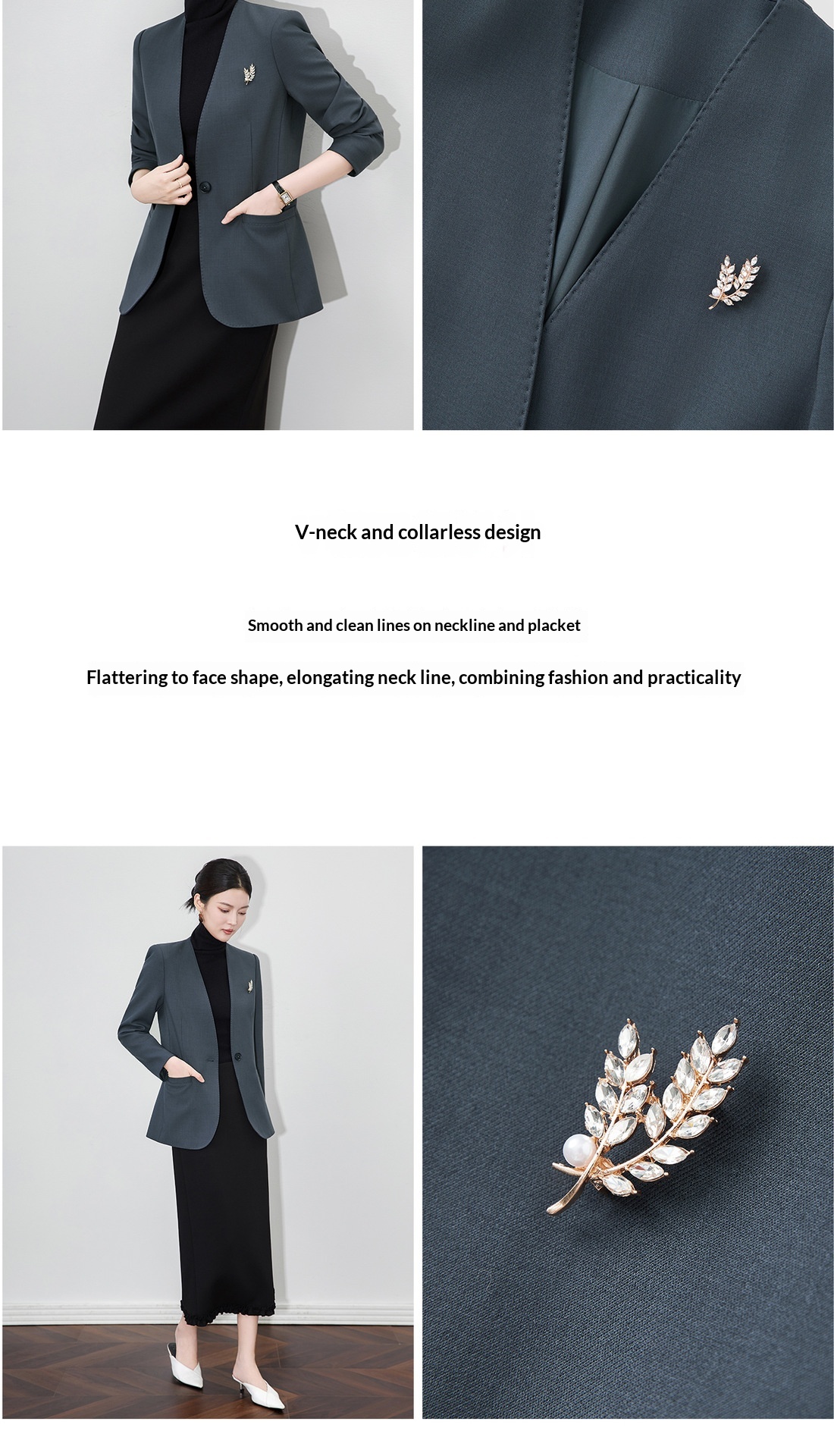 Blazer professionale da lavoro con decorazione in perline donna_voghion.com