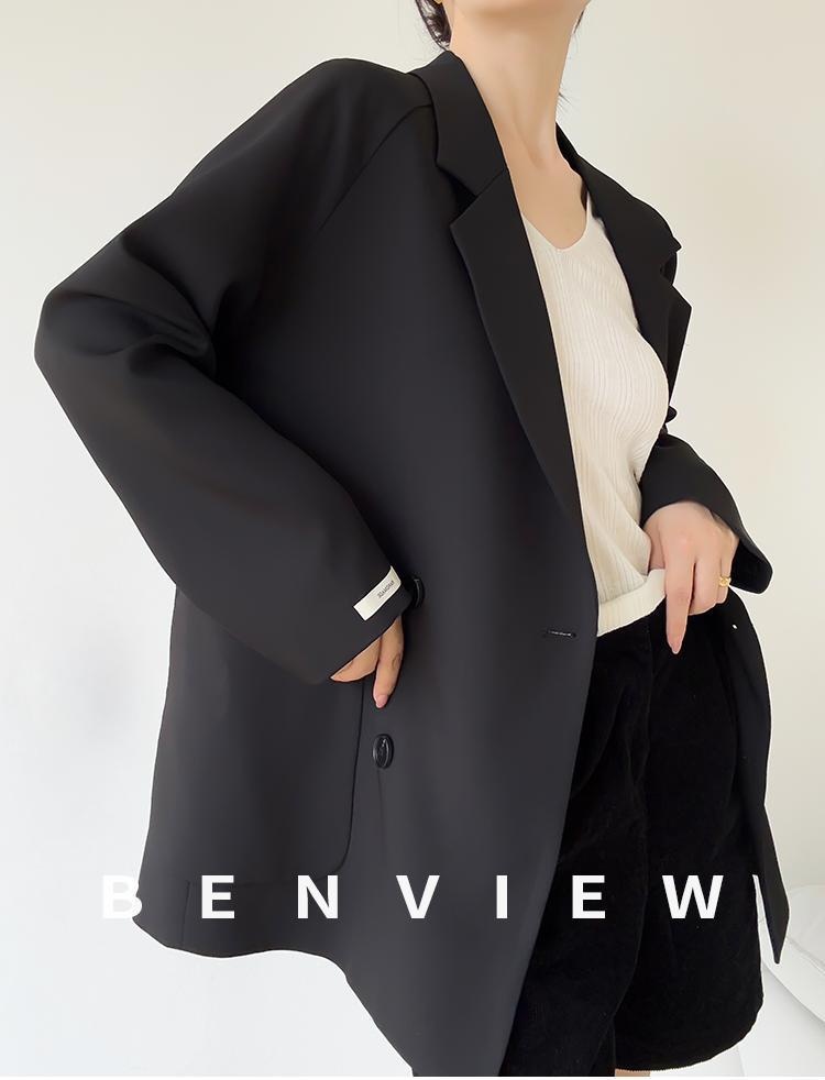 Blazer femme ample décontracté avec couleurs contrastées_voghion.com