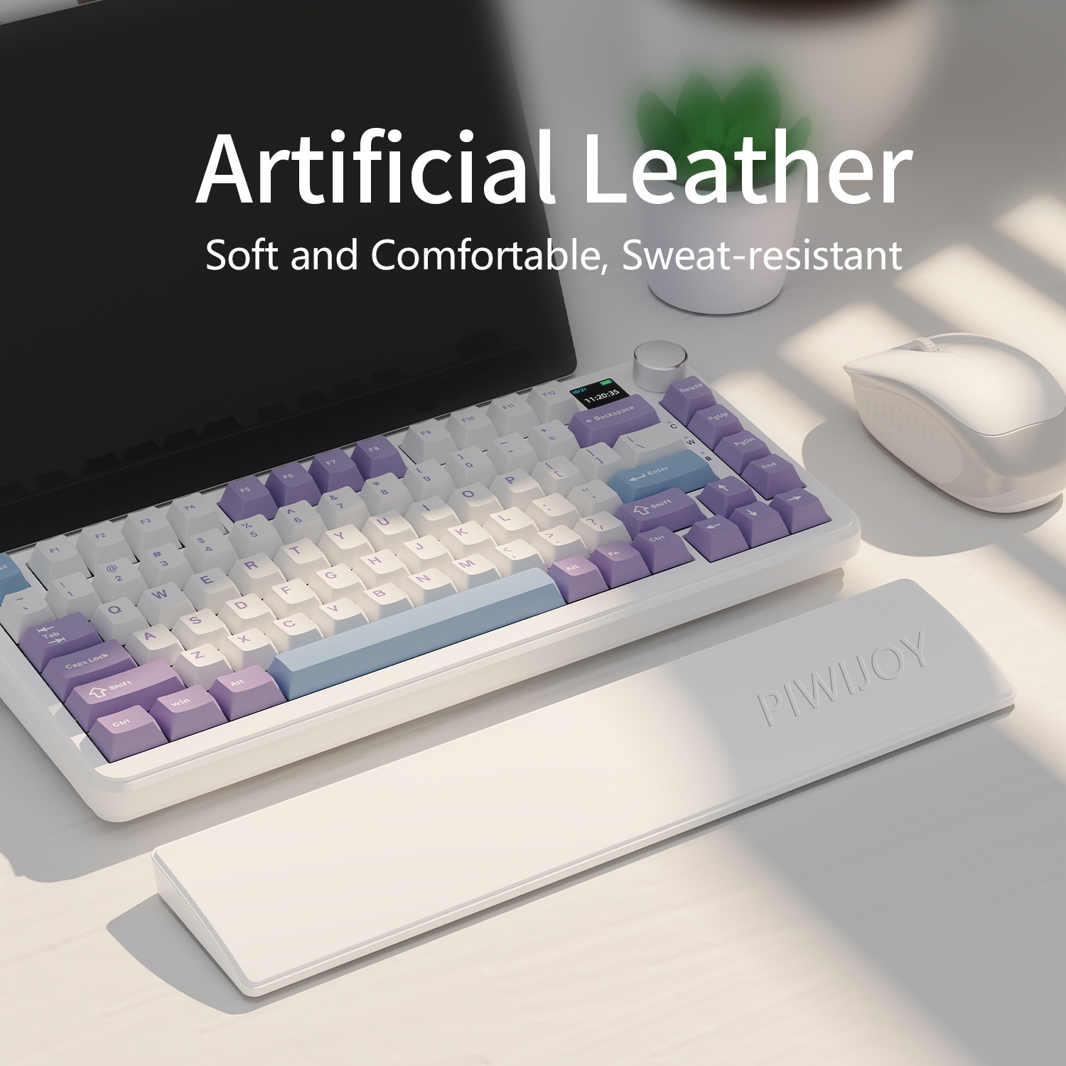 PIWIJOY 75% Layout Keyboard Wrist Rest Mouse Pad Leather Waterproof Soft Comfortable 104 Keys_voghion.com