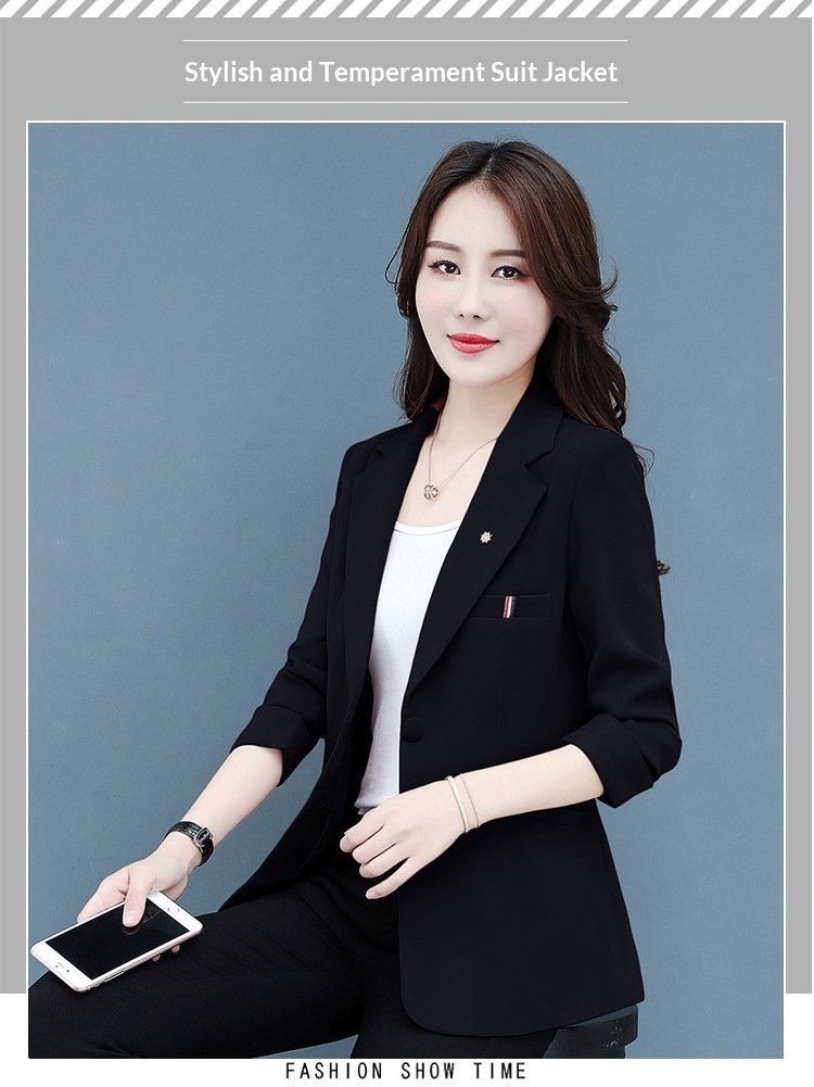 Women's Blazer Elegant Petite Slim Fit Lightweight Jacket Spring_voghion.com
